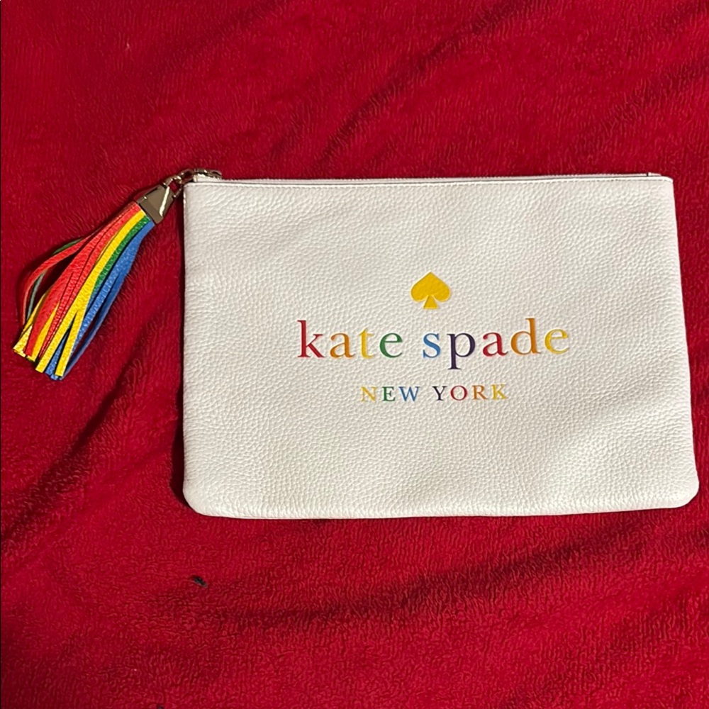 Kate Spade White Clutch with Colorful Tassel